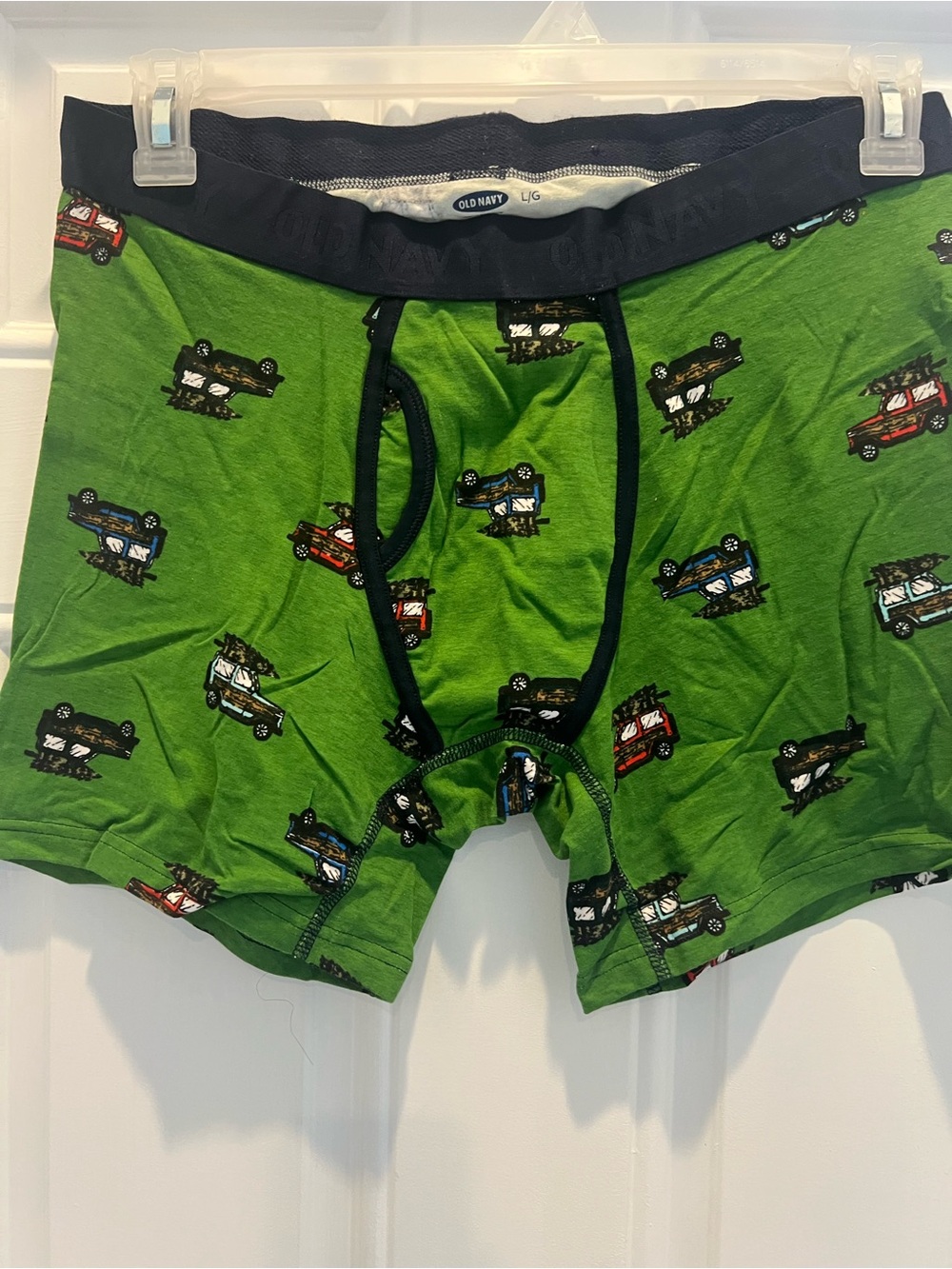 Old Navy Men’s Size L Cars Print  Green Boxer Briefs 6" Inseam NWT # 856